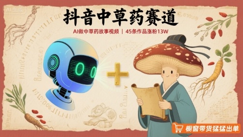 抖音中草药赛道，用AI做中草药故事视频，45条作品涨粉13W，橱窗带货猛猛出单-破局灯塔