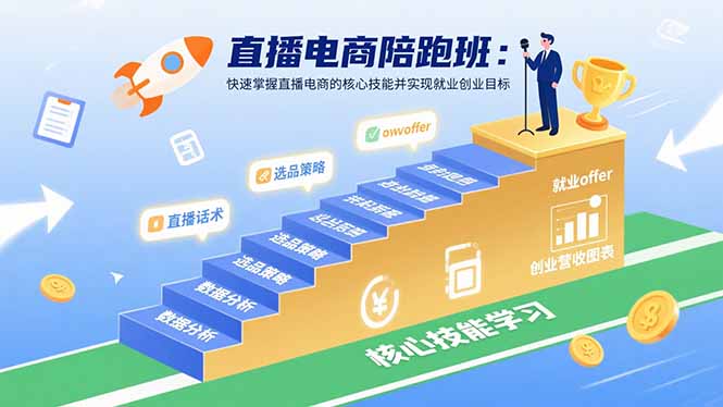 直播电商陪跑班：快速掌握直播电商的核心技能并实现就业/创业目标-破局灯塔