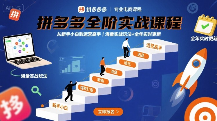 拼多多全阶实战课程，从新手小白到运营高手，海量实战玩法+全年实时更新【2025年9月更新】-破局灯塔