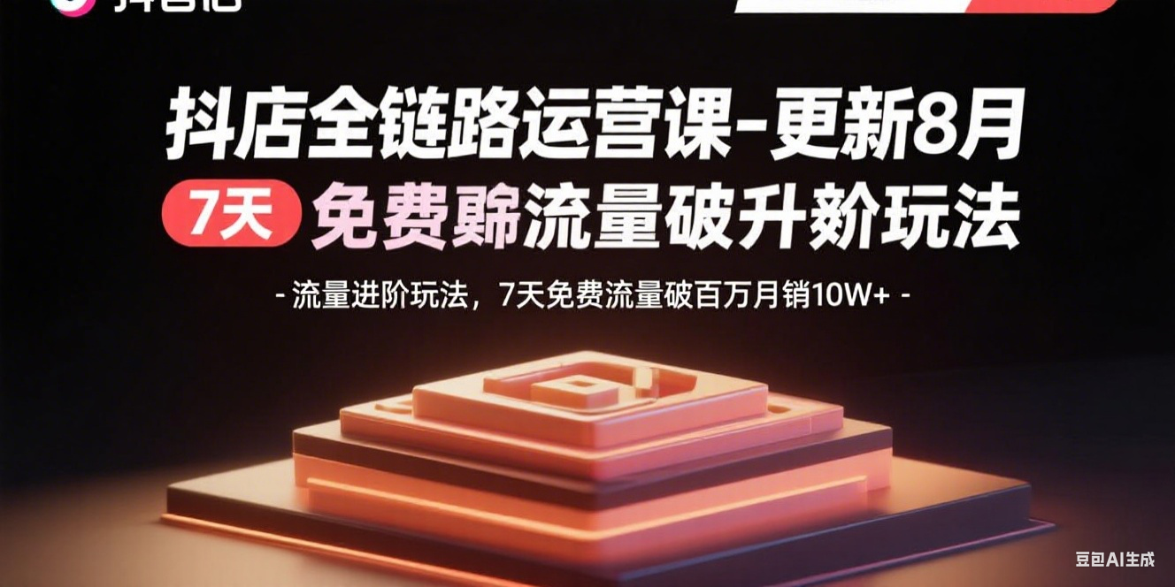 抖店全链路运营课-更新8月：流量进阶玩法，7天免费流量破百万月销10W+-破局灯塔