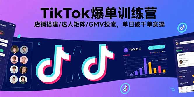 TikTok爆单训练营，店铺搭建/达人矩阵/GMV投流，单日破千单实操-破局灯塔