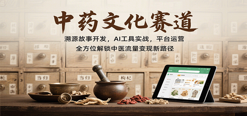 中药文化赛道：溯源故事开发，AI工具实战，平台运营，全方位解锁中医流量变现新路径-破局灯塔
