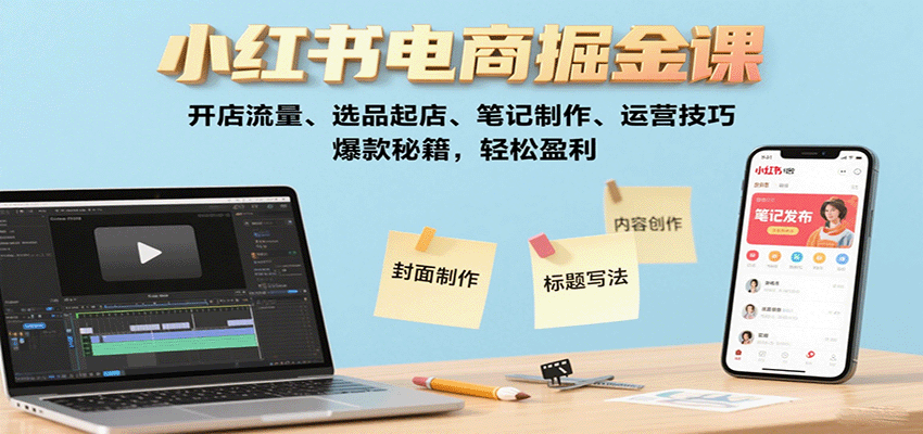 小红书电商掘金课：开店流量、选品起店、笔记制作、运营技巧，爆款秘籍，轻松盈利-破局灯塔