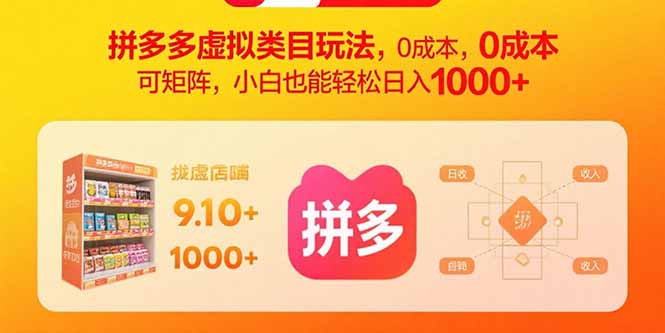 拼多多虚拟类目玩法，0成本，可矩阵，小白也能轻松日入1000+-破局灯塔