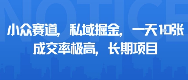 小众赛道，私域掘金，一天多张，成交率极高，长期项目-破局灯塔