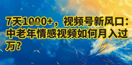 7天收益1k+，视频号新风口：中老年情感视频如何月入过W?-破局灯塔