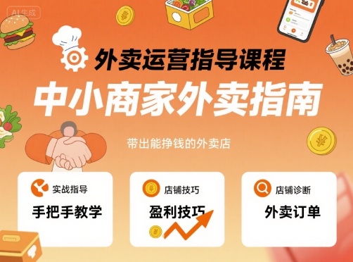 外卖运营指导课程，中小商家外卖指南，手把手带出能挣钱的外卖店-破局灯塔