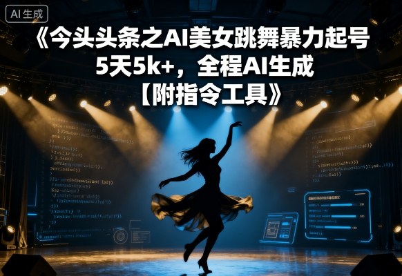 今日头条之AI美女跳舞暴力起号，5天1k+，全程AI生成【附指令工具】-破局灯塔