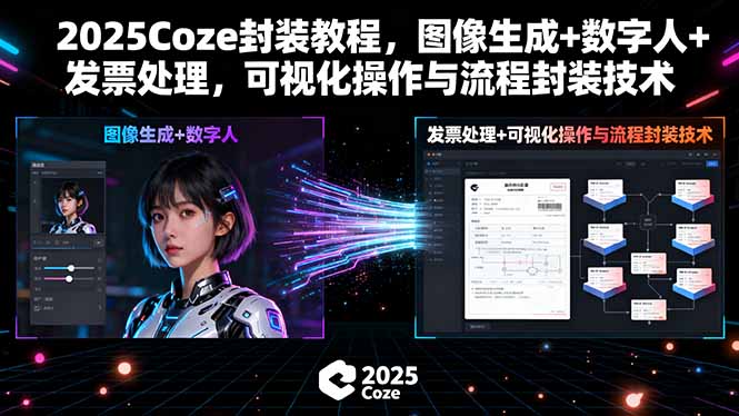 2025Coze封装教程，图像生成+数字人+发票处理，可视化操作与流程封装技术-破局灯塔