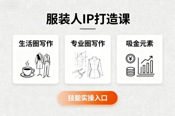 服装人IP打造课，文案创富+生活圈写作+专业圈写作+服装人专属+吸金元素+技能实操-破局灯塔