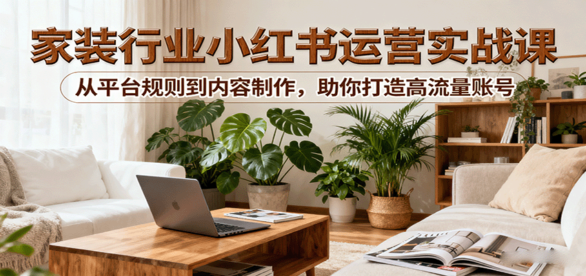 小红书家装行业运营实战课：从平台规则到内容制作，助你打造高流量账号-破局灯塔