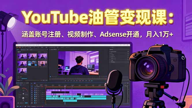2025YouTube油管变现课：涵盖账号注册、视频制作、Adsense开通，月入1万+-破局灯塔