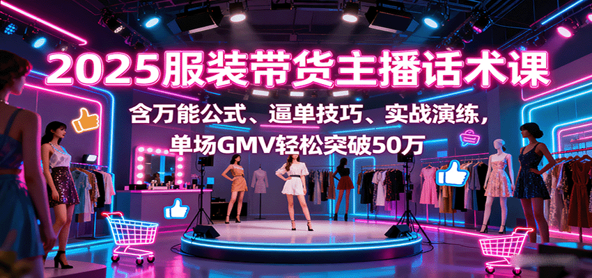 2025服装带货主播话术课，含万能公式、逼单技巧、实战演练，单场GMV轻松突破50万-破局灯塔
