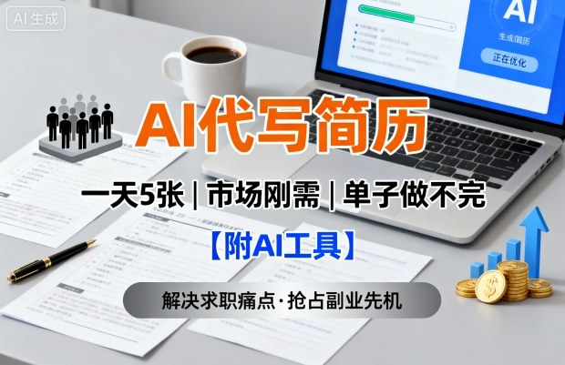 AI代写简历，一天5张，今年找工作难，市场刚需，单子做不完【附AI工具】-破局灯塔