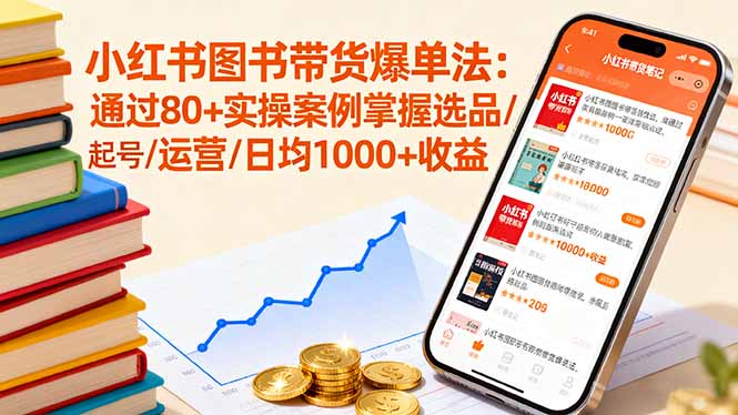 小红书图书带货爆单法：通过80+实操案例掌握选品/起号/运营/日均1000+收益-破局灯塔