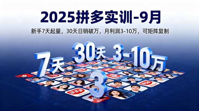 2025拼多多实训-9月：新手7天起量,30天日销破万,月利润3-10万,可矩阵复制-破局灯塔