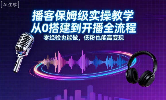 播客保姆级实操教学，从0搭建到开播全流程，零经验也能做，低粉也能高变现-破局灯塔