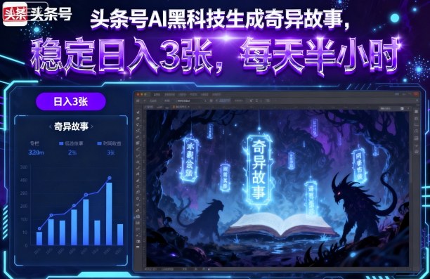 头条号AI黑科技生成奇异故事，稳定日入3张，每天半小时-破局灯塔