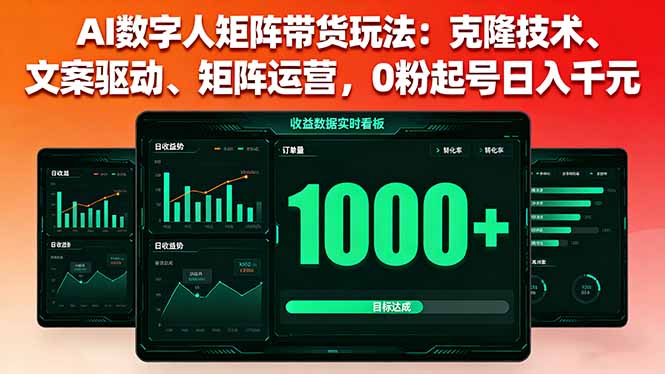 AI数字人矩阵带货玩法：克隆技术、文案驱动、矩阵运营，0粉起号日入千元-破局灯塔