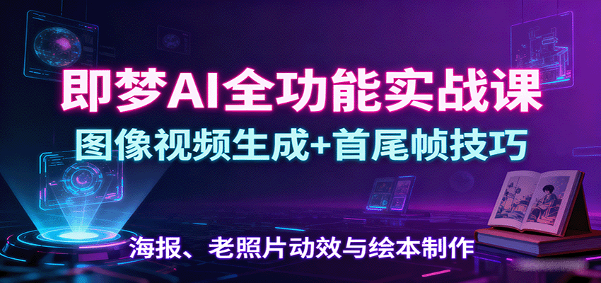 即梦AI全功能实战课：图像视频生成+首尾帧技巧，海报、老照片动效与绘本制作-破局灯塔