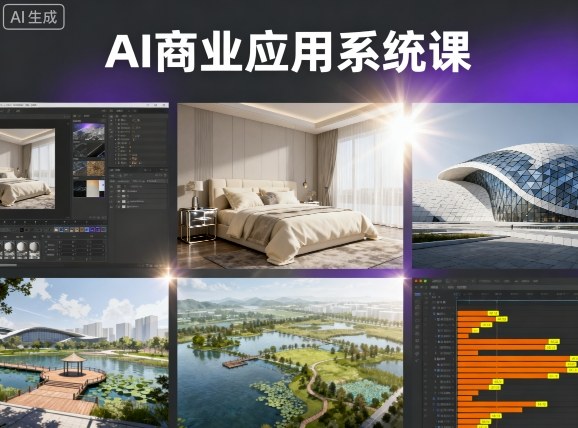 AI商业应用系统课，室内-软装-建筑-景观，智能设计+效果图+动画画实战-破局灯塔