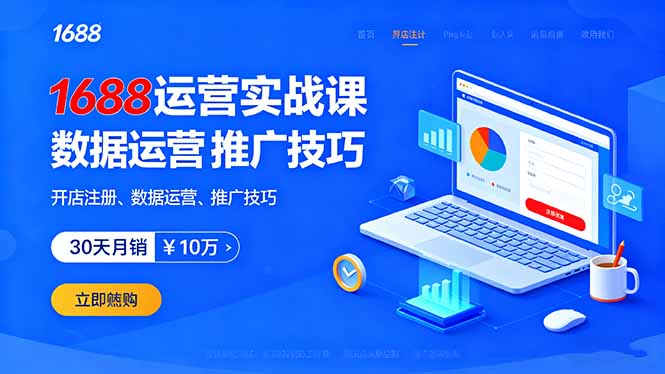 1688运营实战课：开店注册、数据运营、推广技巧，30天月销破10万+-破局灯塔