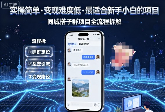 实操简单，变现难度低，最适合新手小白做的项目，每天轻松收入3张，同城搭子群项目全流程拆解-破局灯塔