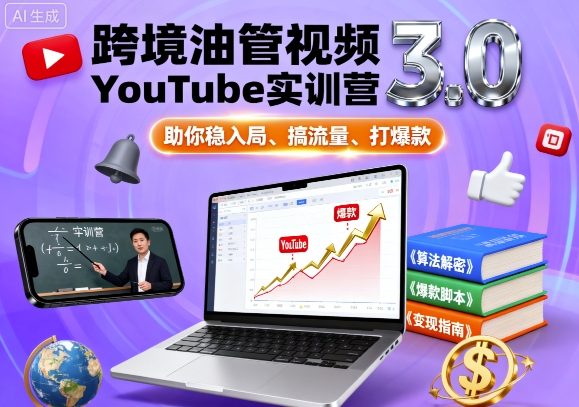 跨境油管视频YouTube实训营3.0，助你稳入局、搞流量、打爆款-破局灯塔