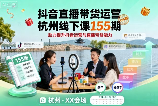 抖音直播带货运营杭州线下课155期，助力提升抖音运营与直播带货能力-破局灯塔
