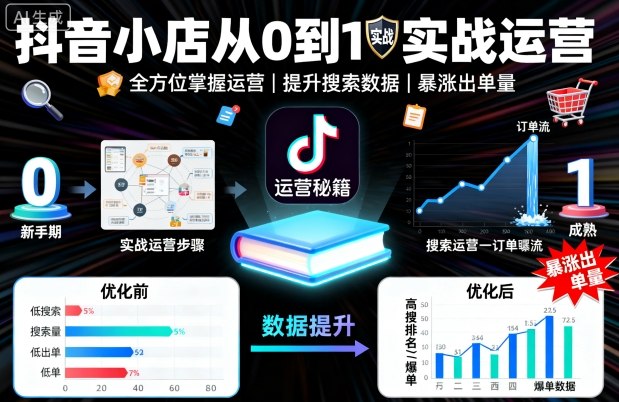 抖音小店从0到1实战运营，帮你全方位掌握小店运营，提升搜索数据与出单量-破局灯塔