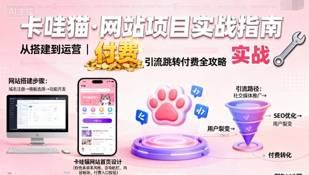 卡哇猫·网站项目，网站搭建与运营以及引流跳转付费-破局灯塔