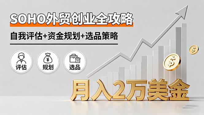 SOHO外贸创业全攻略，自我评估+资金规划+选品策略，月入2万美金-破局灯塔
