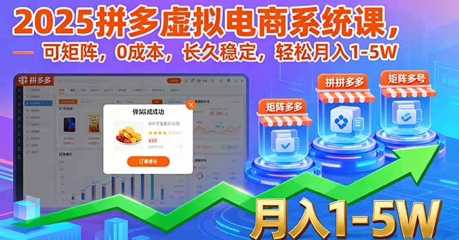2025拼多多虚拟电商系统课，可矩阵，0成本，长久稳定，轻松月入1-5W-破局灯塔
