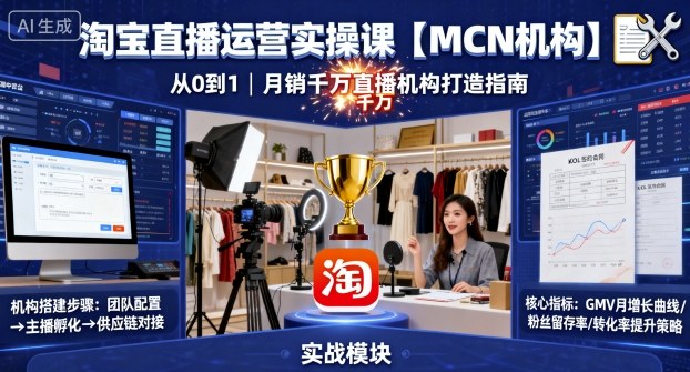 淘宝直播运营实操课【MCN机构】，从0到1做一家月销千W的直播机构-破局灯塔