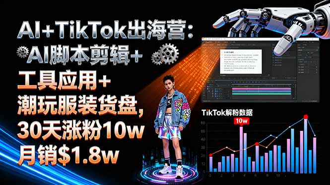 AI+TikTok出海营:AI脚本剪辑+工具应用+潮玩服装货盘,30天涨粉10w月销$1.8w-破局灯塔