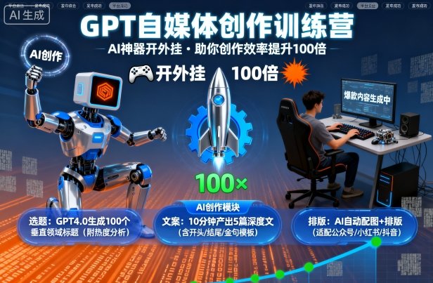 GPT自媒体创作训练营：AI神器开外挂，助你创作效率提升100倍-破局灯塔