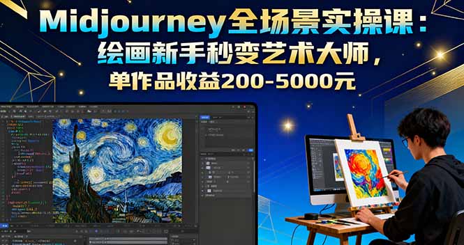Midjourney全场景实操课：绘画新手秒变艺术大师，单作品收益200-5000元-破局灯塔