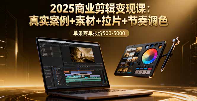2025商业剪辑变现课：真实案例+素材+拉片+节奏调色，单条商单报价500-5000-破局灯塔