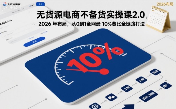 无货源电商不备货实操课2.0，2026年布局，从0到1全网最低10%费比全链路打法【更新】-破局灯塔
