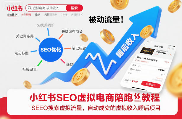 小红书SEO虚拟电商陪跑教程，实现seo搜索被动流量，自动成交的被动收入睡后项目-破局灯塔