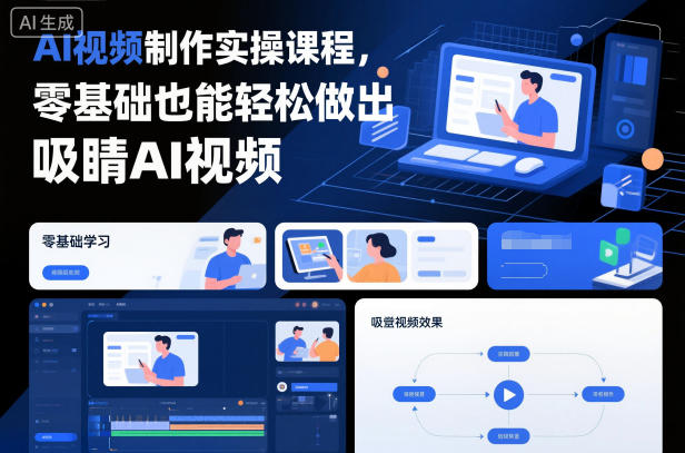 AI视频制作实操课程，零基础也能轻松做出吸睛AI视频-破局灯塔