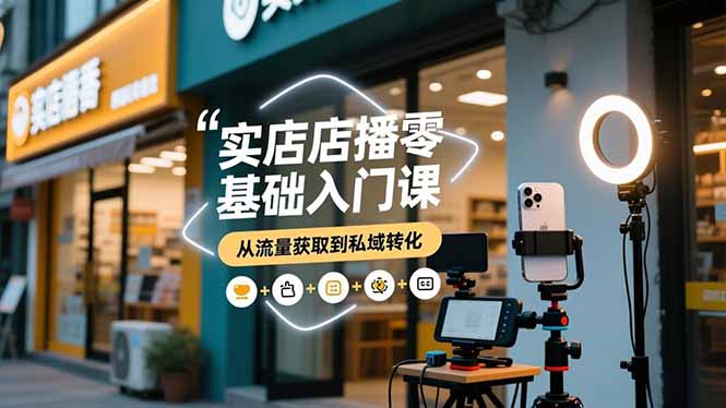 实体店播零基础入门课，实体店+短视频+直播+微信生态+私域社群，从流量获取到私域转化-破局灯塔