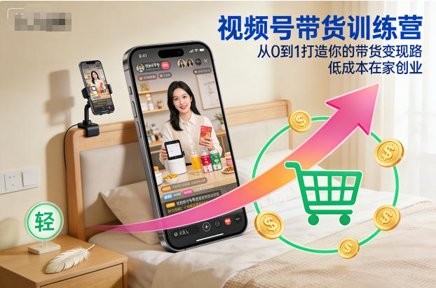 视频号带货训练营，从0到1打造你的带货变现路，低成本在家创业-破局灯塔
