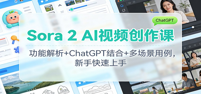 Sora 2 AI视频创作课：功能解析+ChatGPT结合+多场景用例，新手快速上手-破局灯塔