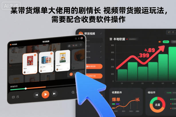 某带货爆单大佬用的剧情长视频带货搬运玩法，需要配合收费软件操作-破局灯塔