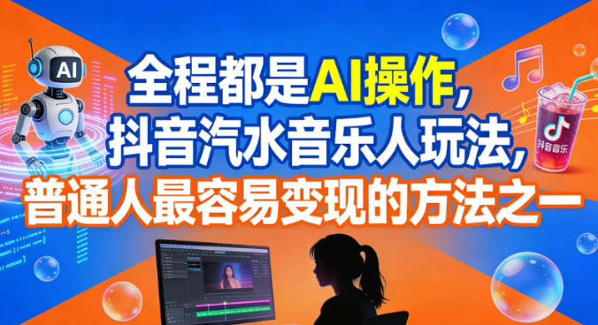 全程都是AI操作，抖音汽水音乐人玩法，普通人最容易变现的方法之一-破局灯塔