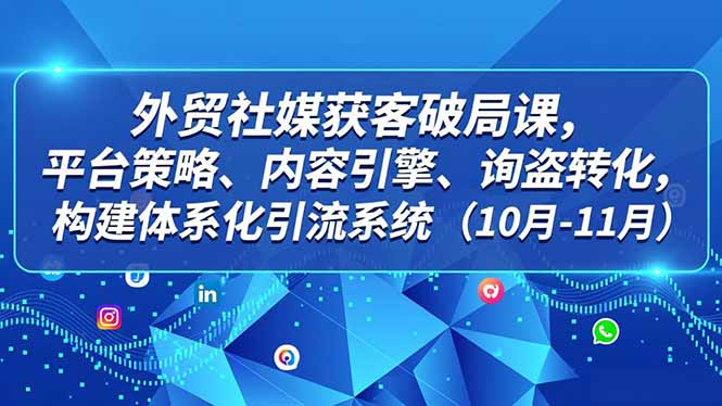 外贸 社媒获客破局课，平台策略、内容引擎、询盘转化，构建体系化引流系统(10月-11月-破局灯塔
