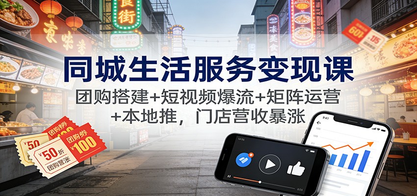 同城生活服务变现课：团购搭建+短视频爆流+矩阵运营+本地推，门店营收暴涨-破局灯塔