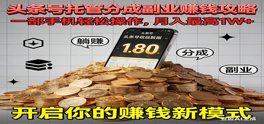 全程托管今日头条,一部手机就可以开干,最高躺赚1W+-破局灯塔