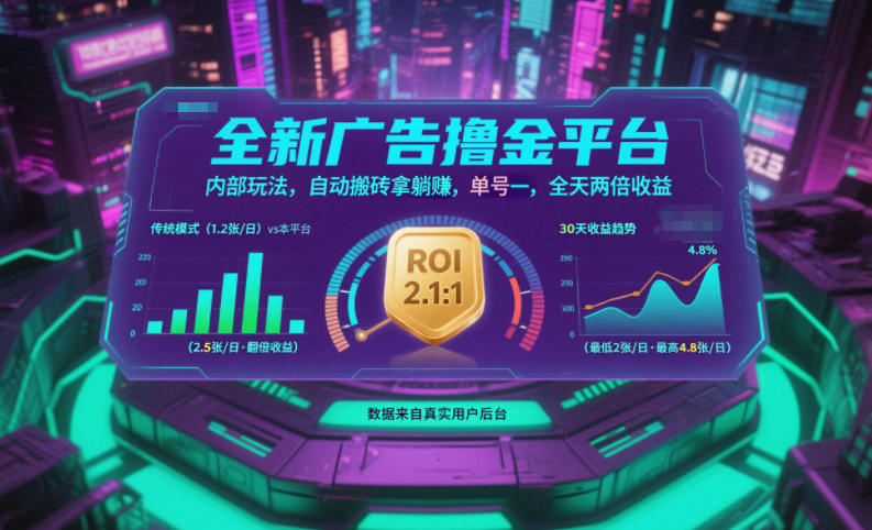 全新广告撸金平台,内部玩法,自动搬砖拿躺賺,单号一天保底2张+,全天两倍收益【揭秘】-破局灯塔